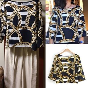 Chain Print Boxy Knit Top